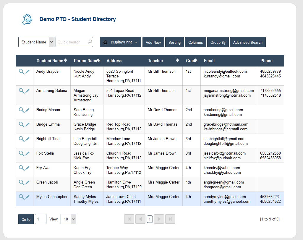 Student Directory - RunPTO