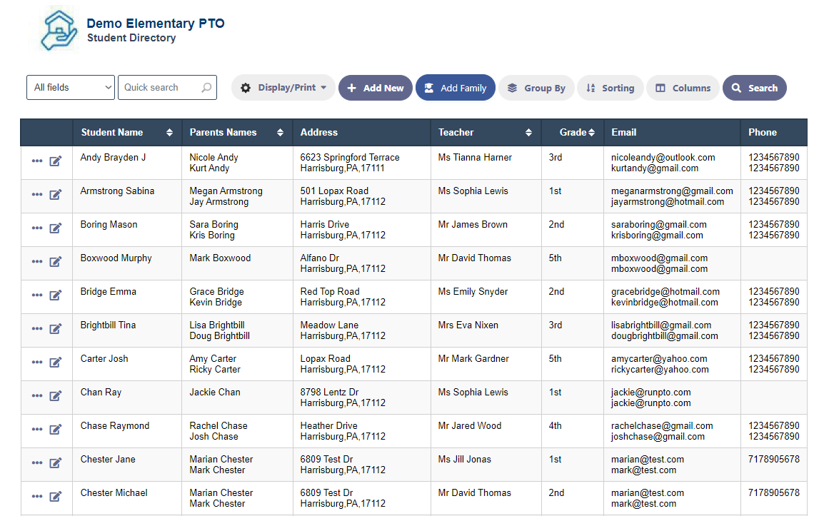 Student Directory - RunPTO