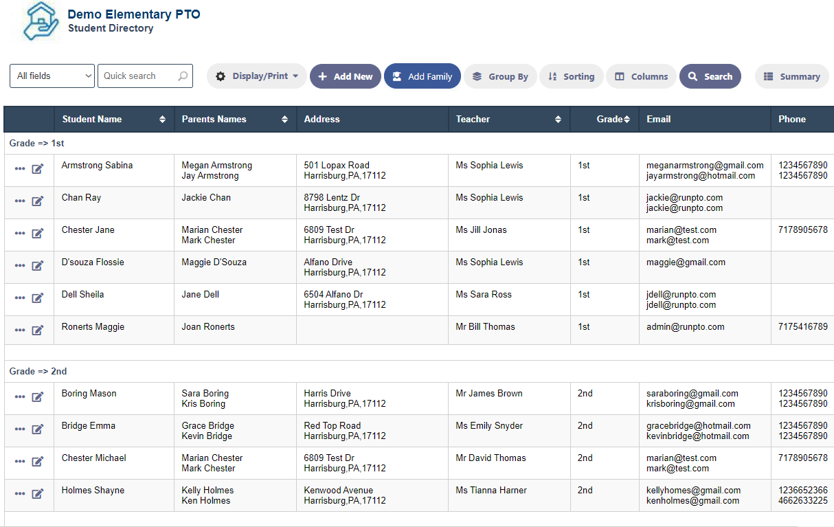 Student Directory - RunPTO