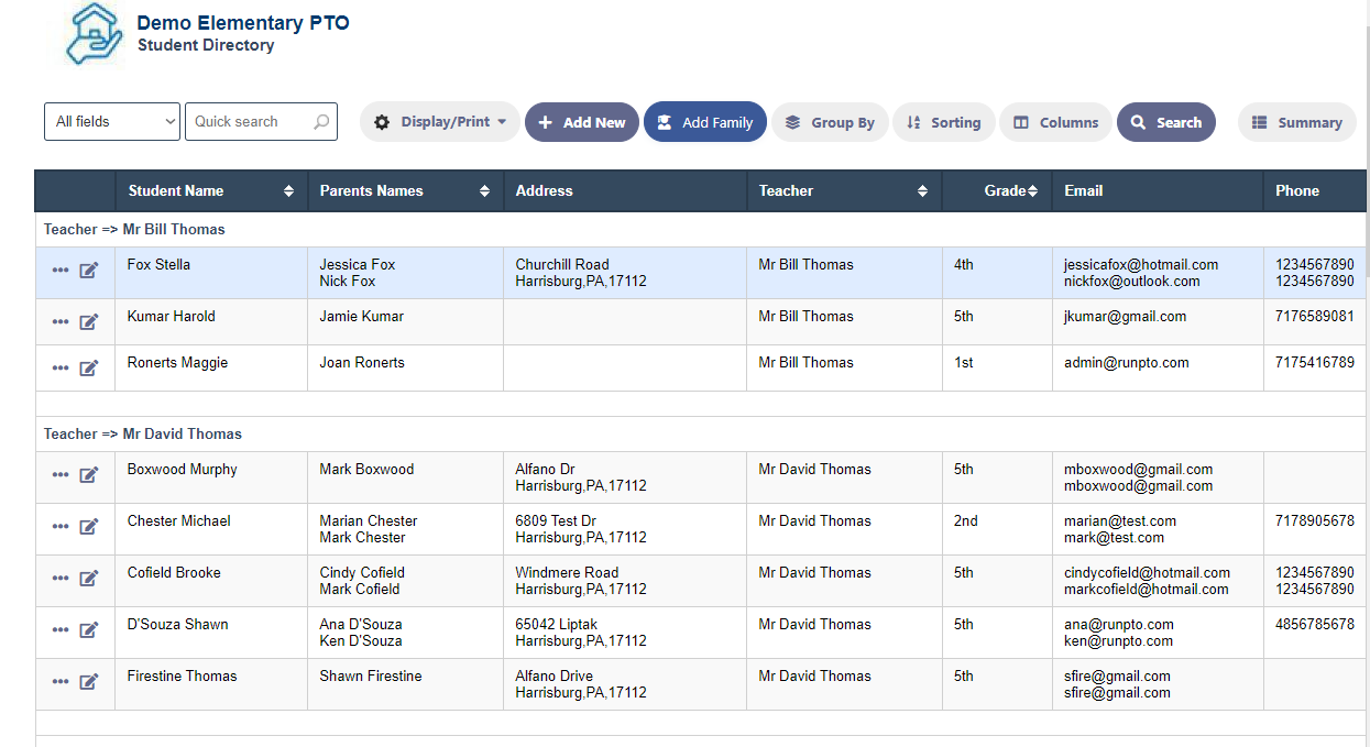 Student Directory - RunPTO